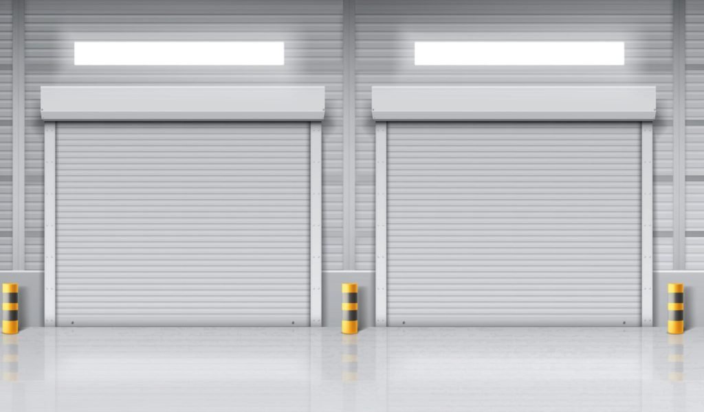 warehouse interior with closed gates